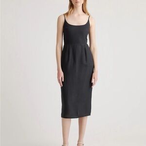 Quince 100% European Linen Scoop Neck Midi Dress | XS | Black | MSRP: $79.90